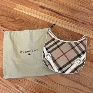 Burberry purse cream nova check coated canvas Larkin hobo